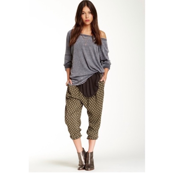 Free People Green Shelias Rayon Crossover Pant {G} sz small - Picture 1 of 7